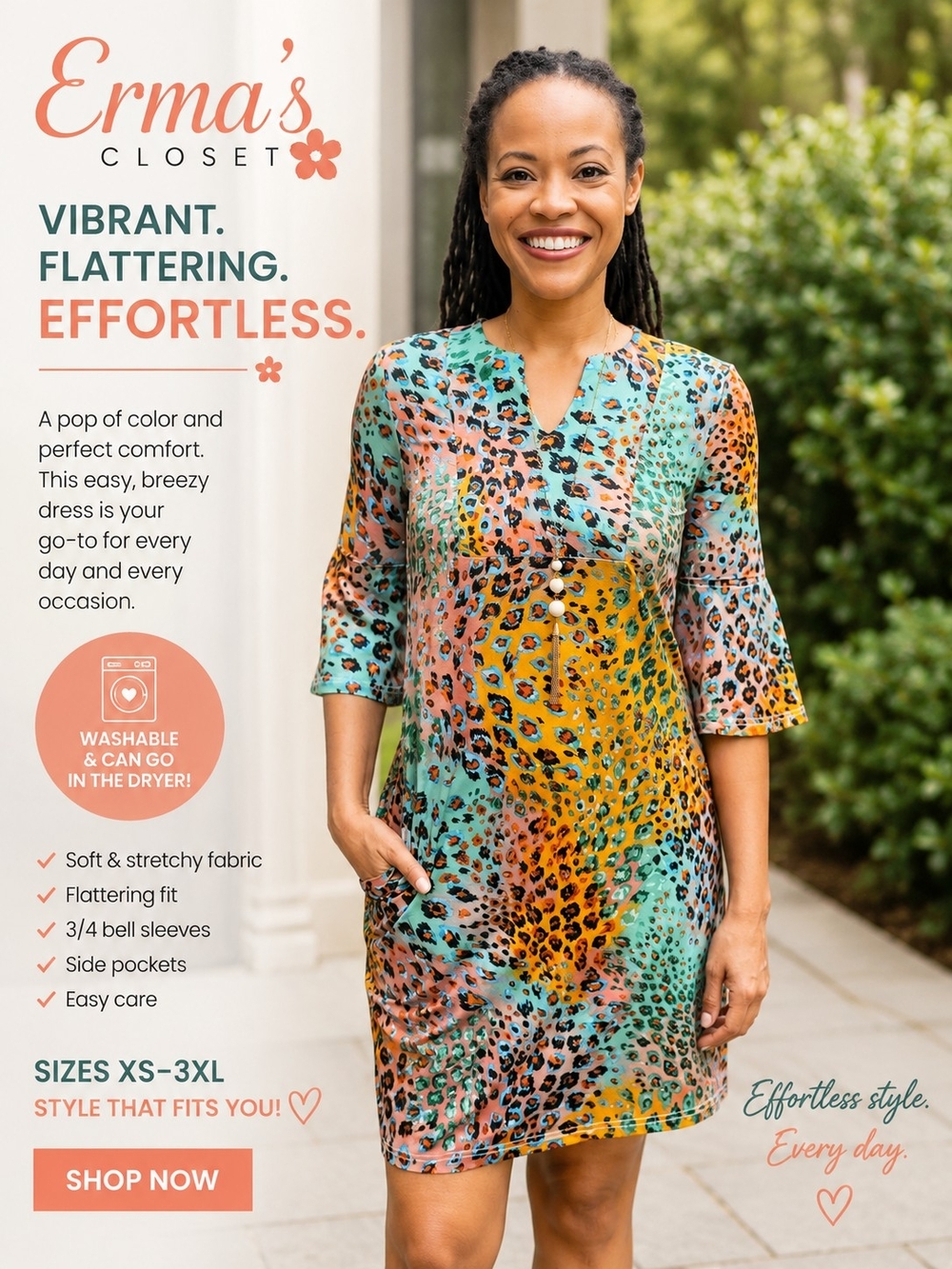 Erma's Closet Multicolor Leopard Print Shift Dress